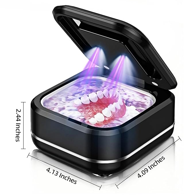 Ultrasonic Retainer Cleaner Machine for Dental Appliances. 2 Cleaning Modes（42khz, 24w，180ml Black,YKL）