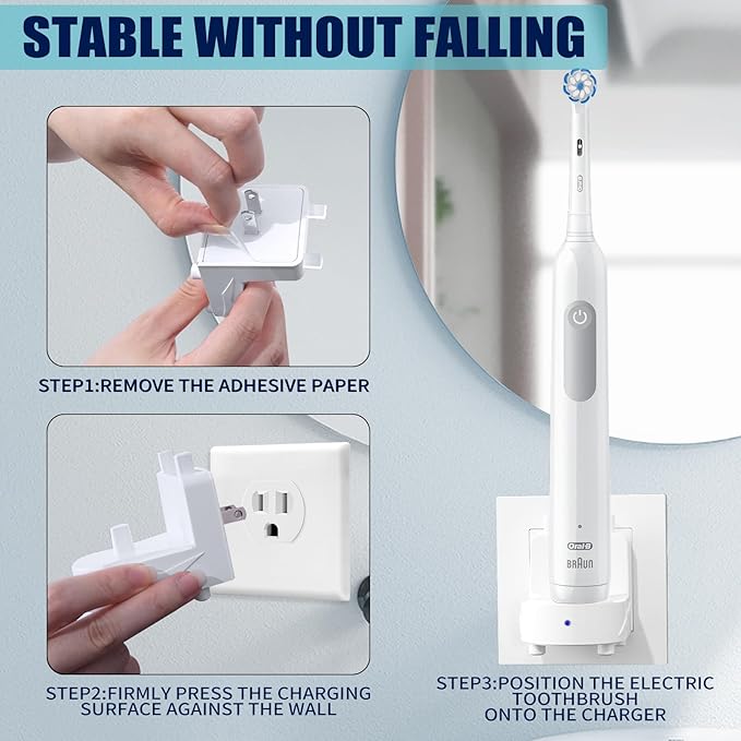 Wireless Electric Toothbrush Wall Charger Compatible with Oral-B and Braun Models (Excluding iO 7/8/9/10 and Pulsonic Series)