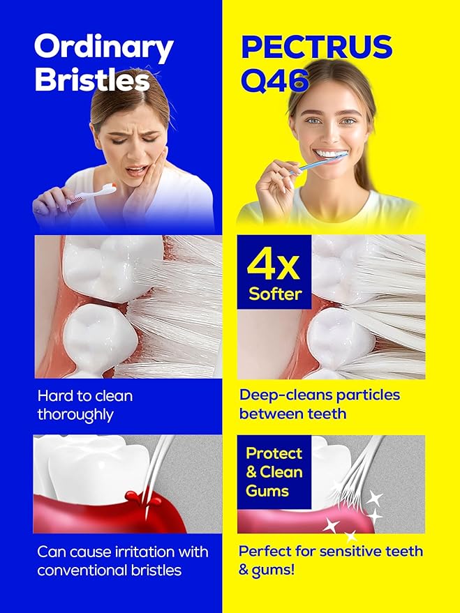 Soft Toothbrush Pack, 5 Count, Advanced Quad-fine Bristles Technology, Tapered Bristles for Sensitive Teeth, Gums & Deep Plaque Removal, Self Flossing Manual Toothbrushes, Assorted Colors