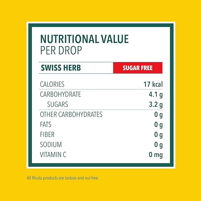 Ricola Sugar Free Original Natural Herb Cough Drops, 45 Count, Cough Suppressant & Throat Relieving Drops with Naturally Sourced Menthol, Pleasing Taste for Coughs & Throat Irritation Symptom Relief