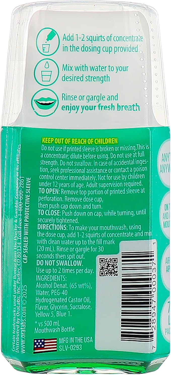 Crest Scope Mouthwash Concentrate, Travel Size Mouthwash, Original Mint Flavor, Helps Freshen Breath, 2 Pack -50 ml Squeeze Bottles