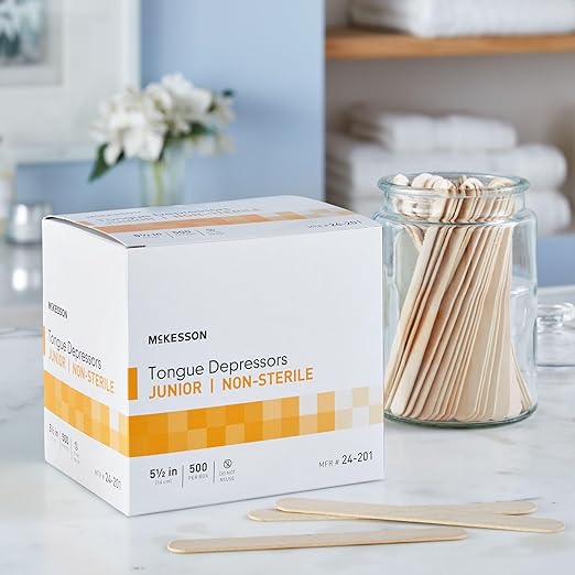 McKesson Tongue Depressors Adult Size, Non-Sterile, Wood, Unflavored, Splinter-Free (5000, 5.5")