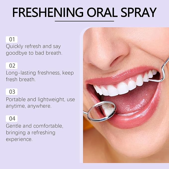 Long-Lasting Fresh Breath Oral Spray with Natural Menthol and Xylitol, Mint Flavored for Anytime Use, 20ml / 0.68 Fl Oz