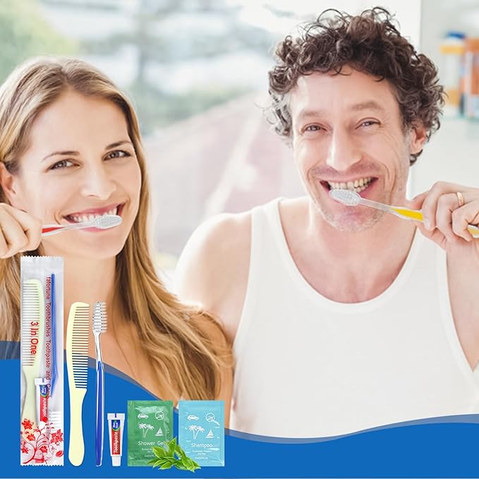 Bulk Hygiene Kits for Homeless,Disposable Toothbrushes with Toothpaste and Comb for Homeless Individually Wrapped，Basic Toiletry Kits Travel Size Shampoo And Body Wash For Hotel,Air Bnb Charity(40)