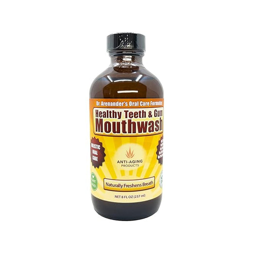 Healthy Teeth & Gum Mouthwash – Natural Alcohol-Free Oral Rinse for Fresh Breath, Gum Health & Enamel Support – Organic, Non-GMO, Fluoride-Free Herbal Formula by Anti-Aging Products