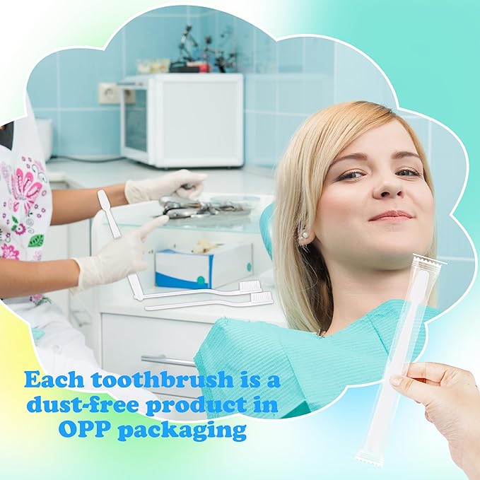 300 Pcs Prepasted Disposable Toothbrushes Bulk White Individually Wrapped Plastic Toothbrush Soft Bristle Waterless Toothbrushes for Travel Camping Homelessness School Hotel Unisex