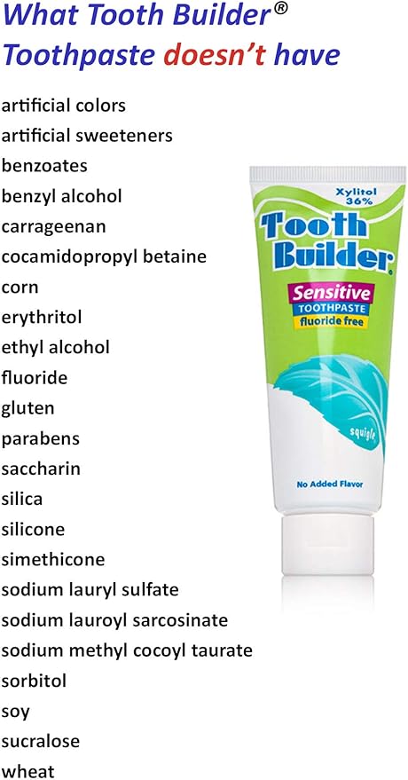 Squigle Tooth Builder SLS Free Toothpaste (Stops Tooth Sensitivity) Prevents Canker Sores, Cavities, Perioral Dermatitis, Bad Breath, Chapped Lips, 4 oz (4 Ounce (Pack of 1), Unflavored)