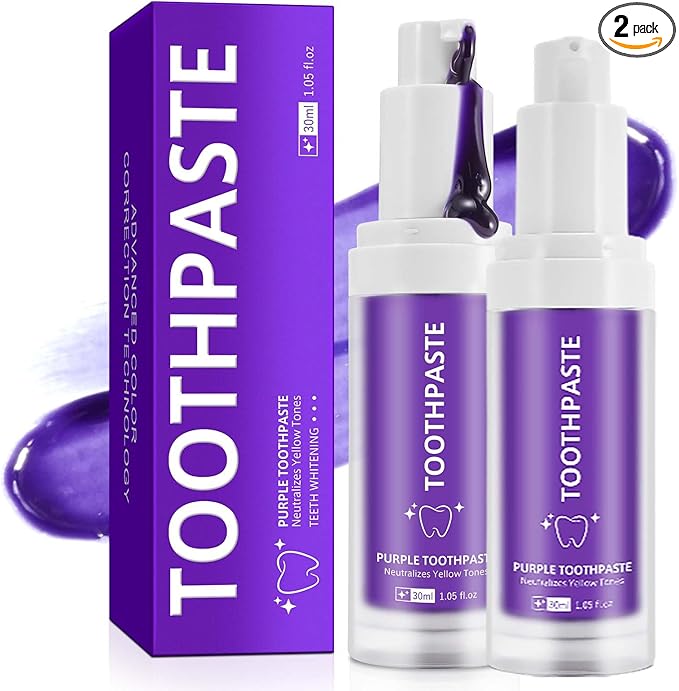 Purple Toothpaste for Teeth Whitening |Purples Teeth Whitening Kit |Stain Removal & Enamel Safe | Fresh Breath Formula with Unique Purple |for Coffee/Smokers/Tea