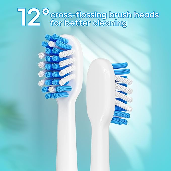 SEAGO SG-505 Travel Electric Toothbrush, Portable Toothbrush, 24,000 VPM, IPX7 Waterproof, 8 Brush Heads (Soft & Tilted Bristles), Battery Powered for Adults, On The Go (Thai Design, Made in Thailand)