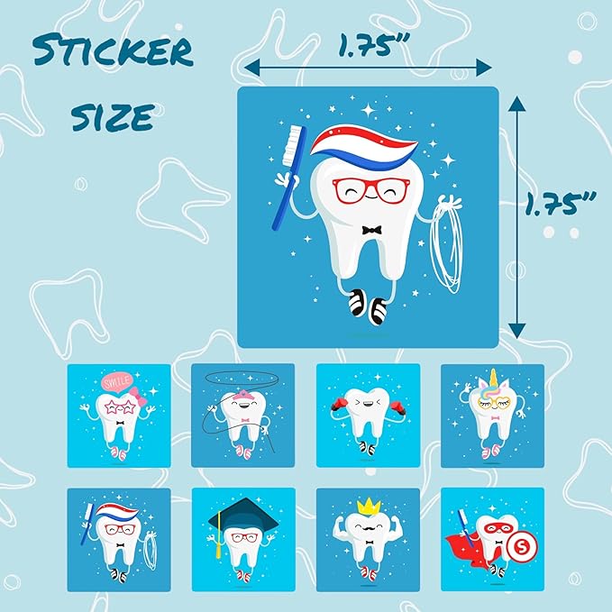 Dental Stickers - 120PCS Tooth & Teeth Hygiene Stickers for Kids, Dental Education, Brush Your Teeth Stickers, Dentist & I Lost a Tooth Rewards (120)