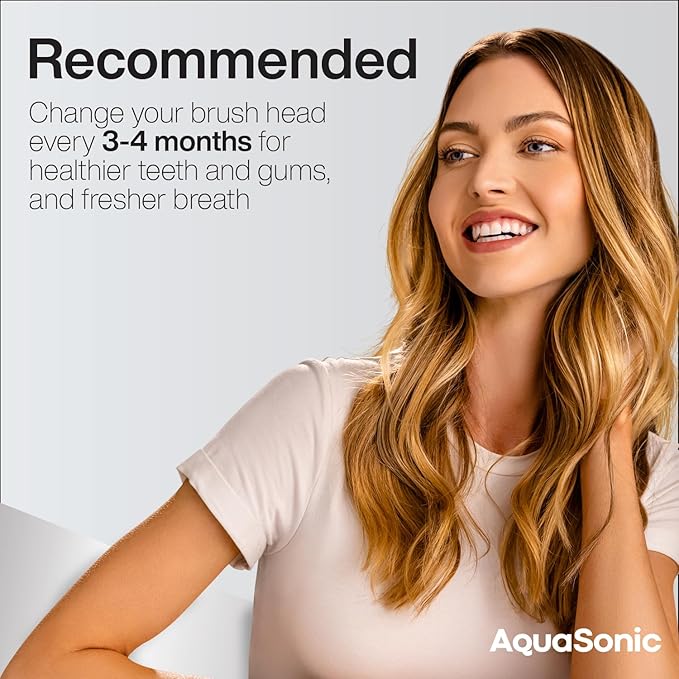 AquaSonic Genuine Icon Replacement Brush Heads | Compatible with AquaSonic Icon Toothbrush | 2 Brush Heads | for Normal & Sensitive Teeth (Pearl)