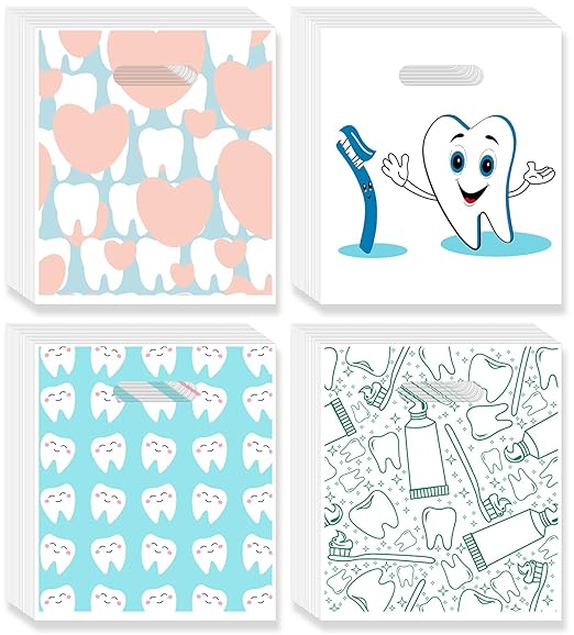 100 Pcs Dental Bags, 9 x 8 Inches Patient Care Bags for Clinics, Schools and Patients
