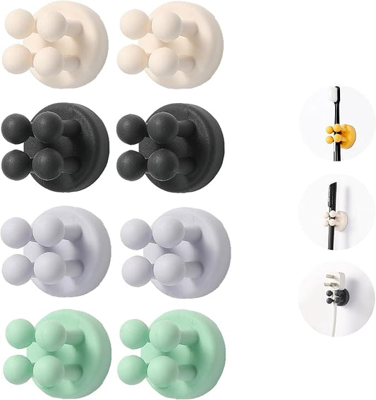 8pcs Silicone Toothbrush Holder, Waterproof Multi-Functional self-Adhesive Hook, for Hanging Keys and Towels, Suitable for Kitchen, Bathroom and Office