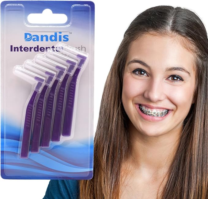 Angzhili 25 Pcs Interdental Angle Brushes,Reusable Dental Cleaners,Oral Dental Hygiene Brush,Dental Toothpick Floss for Braces,Tooth Cleaning Tool (Purple)
