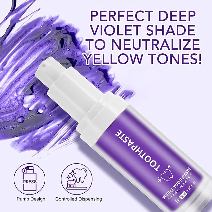 Purple Toothpaste for Teeth Whitening |Purples Teeth Whitening Kit |Stain Removal & Enamel Safe | Fresh Breath Formula with Unique Purple |for Coffee/Smokers/Tea