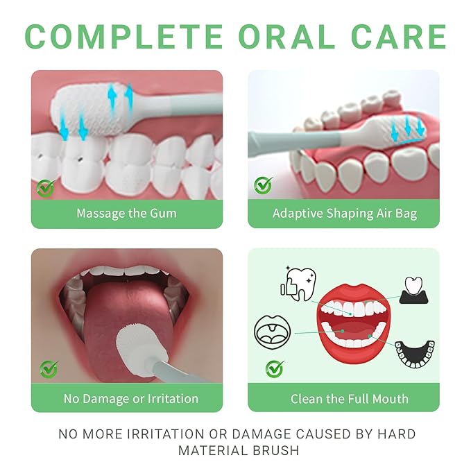 Oral Mucosal Cleaning Kit | Soft Tongue Cleaner & Gel | Bad Breath Odor Eliminator | Silicone Oral Cleaner with Air Bag | Gentle Mint (Set of 1)