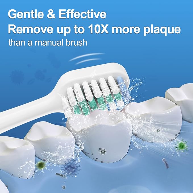 Harobey Replacement Toothbrush Heads for Waterpik Complete Care 5.0/9.0, and Compatible with AquaSonic Duo and Home Dental Center Electric Toothbruh, 10 Count(Pack of 1), White