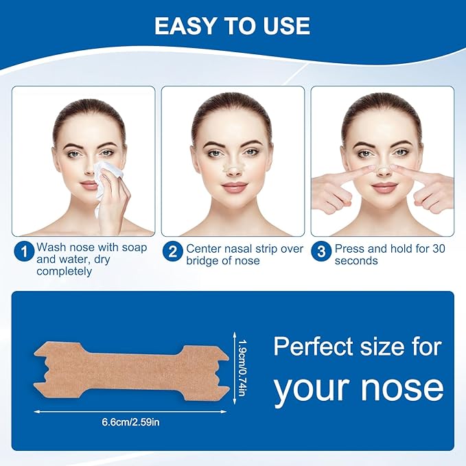 MQ 50ct Upgraded Nasal Strips for Snoring Nose Strips for Breathing Extra Strength Snore Strips to Open Nasal Passages, Relieve Nasal Congestion