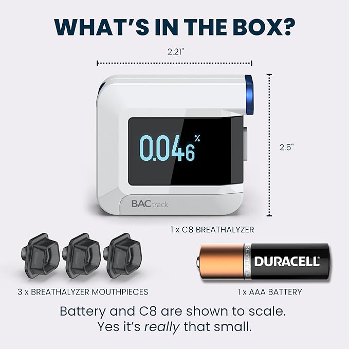 BACtrack C8 Breathalyzer | Professional-Grade Accuracy | Optional Wireless Smartphone Connectivity | Compatible w/Apple iPhone, Google & Samsung Android Devices | Apple HealthKit Integration
