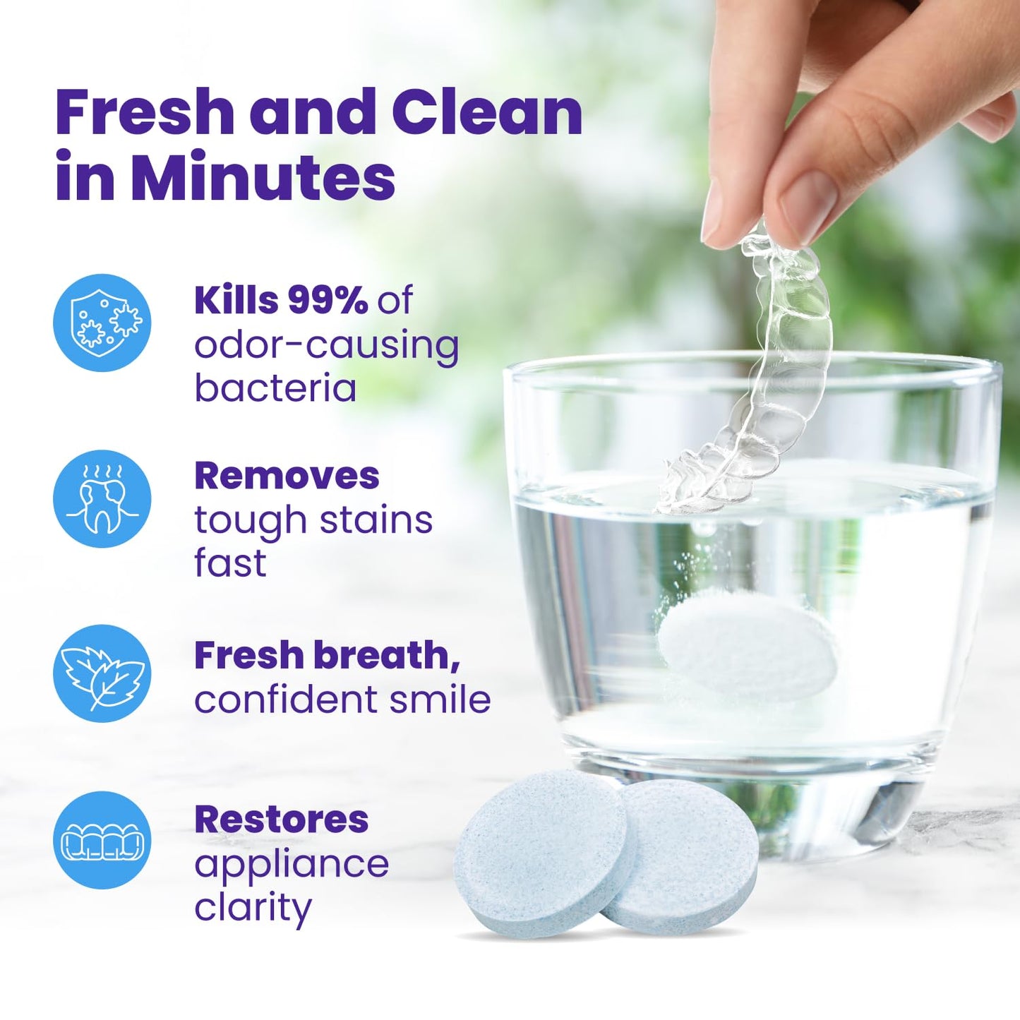 Retainer Brite Cleaning Tablets – For Retainers, Aligners, Nightguards & Mouthguards, 3-Month Supply, 96 Count