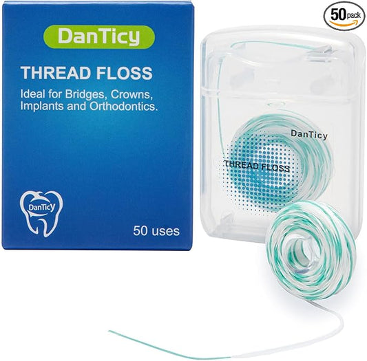 840D Fluffy Floss Threaders,Deep Clean Dental Floss for Braces, Bridges, and Implants,Super Floss, 50 Count, Pack of 1