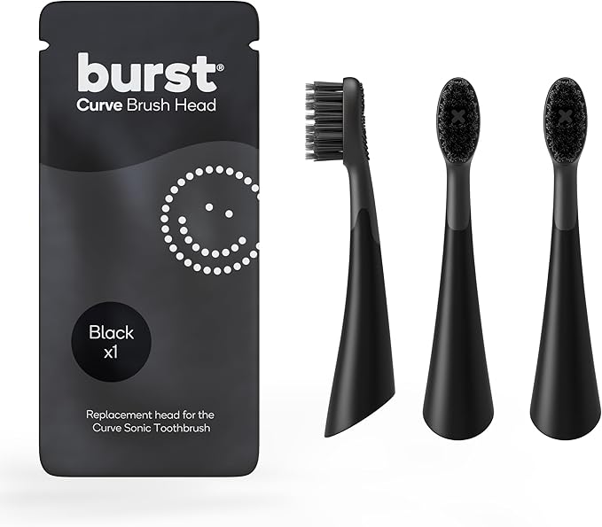 BURST Replacement Heads for Curve Sonic Electric Toothbrush (3 Pack/Black)