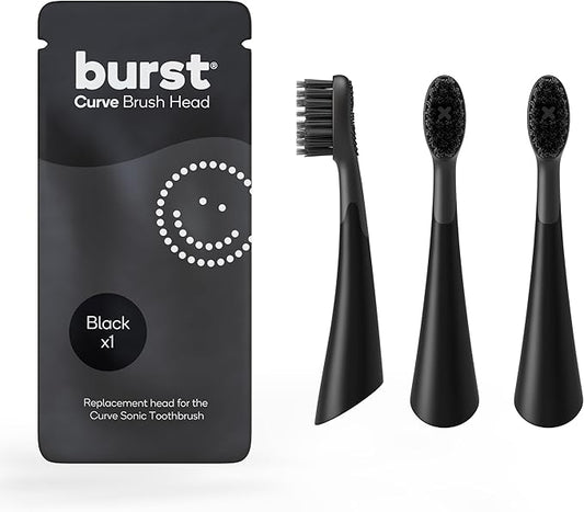 BURST Replacement Heads for Curve Sonic Electric Toothbrush (3 Pack/Black)