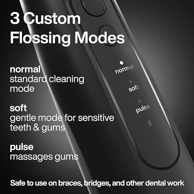 AquaSonic Icon Water Flosser for Teeth – Cordless Rechargeable Oral Irrigator – Waterproof, Portable Dental Cleaning with Jet Tip – Braces Home Travel - Onyx