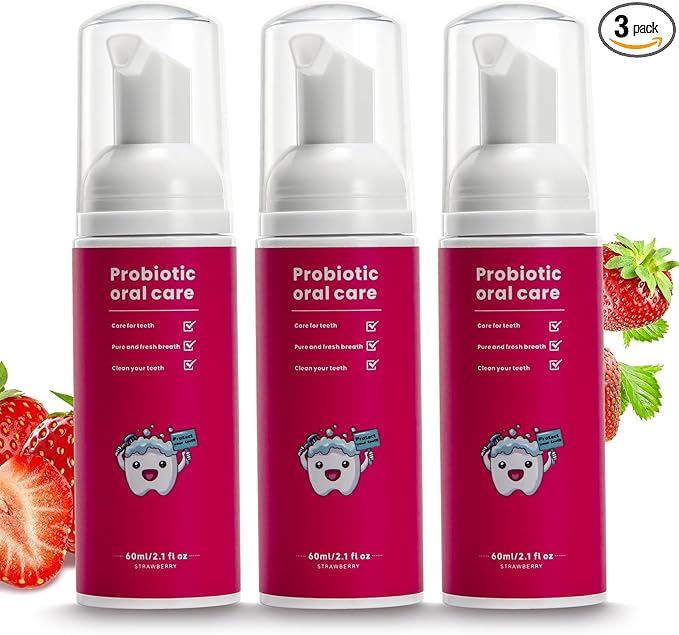 Fluoride Free Foam Kids Toothpaste - Natural Teeth Clean and Whitening Toothpaste with Mint Flavor, Mint Flavor for U Shaped Toothbrush Travel Size (3Strawberry)