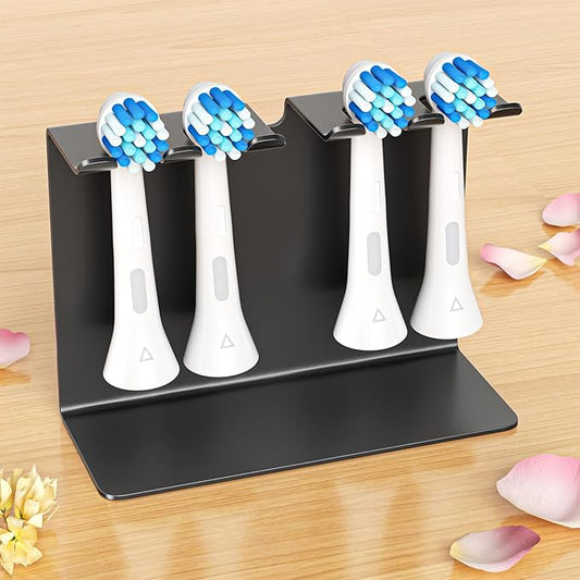 Electric Toothbrush Head Holder, Tooth Brushing Holder, Wall Mounted Toothbrush Holders Shower Bathroom, Self Adhesive or Desktop Tooth Brush Holder Organiser (Black, Medium)