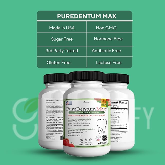 PureDentum for Gums and Teeth Health & Fresh Breath - 40 Billion CFU Advanced Oral Probiotics for Mouth Bad Breath, Capsule Supplement (5)