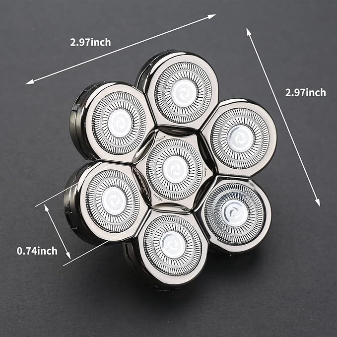 7 Blades Head Shaver Replacement Heads Electric Shaver Universal Replacement Blade Head Electric Razor for Men (7D Silvery)