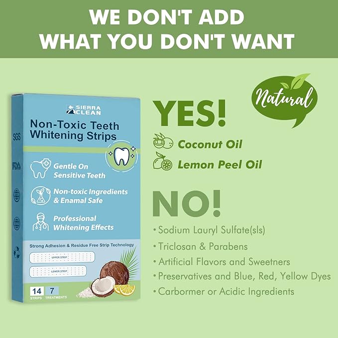 Teeth Whitening Strips 7 Treatments, Sensitivity Free Enamel Safe, Fast Teeth Whitening Kit, Dentist Recommended Remove Coffee Tea Smoking Stains