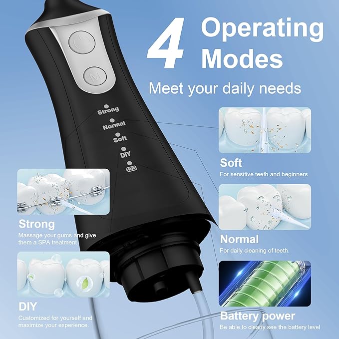 Electric Flosser Water Flosser Portable Dental Flosser Oral Cleaning (L11 Black)