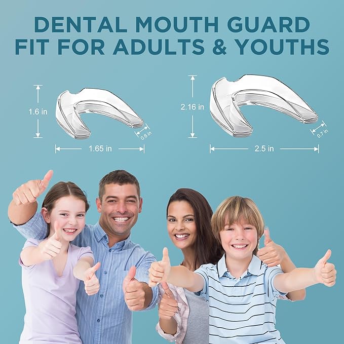 Mouth Guard for Grinding Teeth at Night: Night Guards for Teeth Clenching Custom Fit for Nighttime Protection 4 Pack + 20 Cleansing Tablets