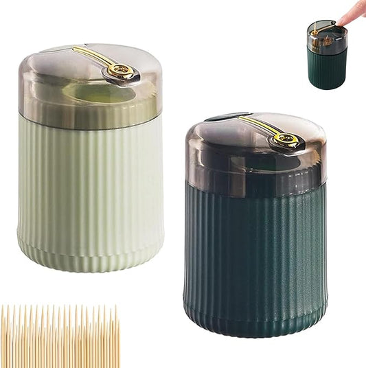 Portable Floss Dispenser with 100 Pcs Dental Floss, Dental Floss Dispenser Dental Floss Picks Case,Portable Automatic Floss Dispenser Floss Organizer Travel Floss Case (Dark Green+Light Green)