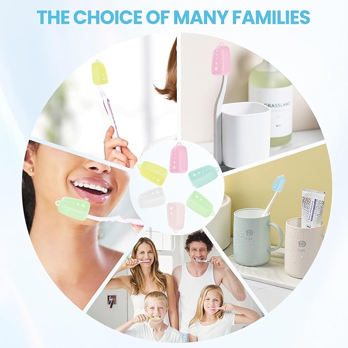 6 Packs Silicone Toothbrush Covers, Tooth Brush Cover Cap for Electric & Manual Toothbrushes, Toothbrush Travel Essentials