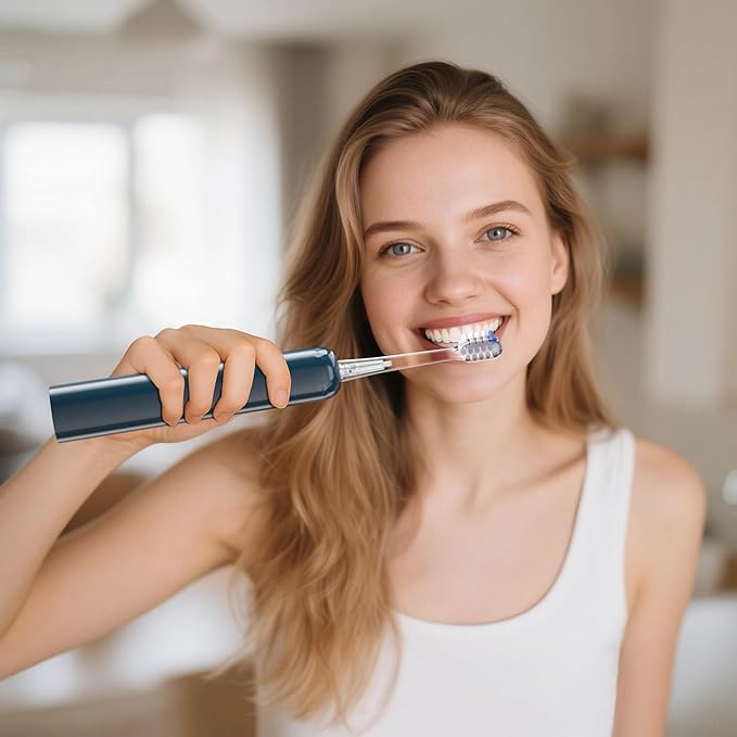 Electric Toothbrush Wave Oscillation & Vibration Sonic Tooth Brush for Adults BASS-Brushing Technique Travel Rechargeable Toothbrushes 4 Soft Bristle Replace Heads IPX7 Gifts for Men Women Bluey