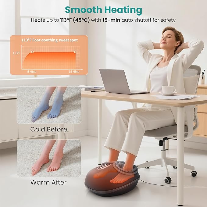 Nekteck Shiatsu Foot Massager with Heat [2026 Upgraded], FSA Eligible Deep Kneading Therapy Air Compression, HSA Feet Massage for Plantar Fasciitis, Improve Blood Circulation Foot Wellness Pain Relief