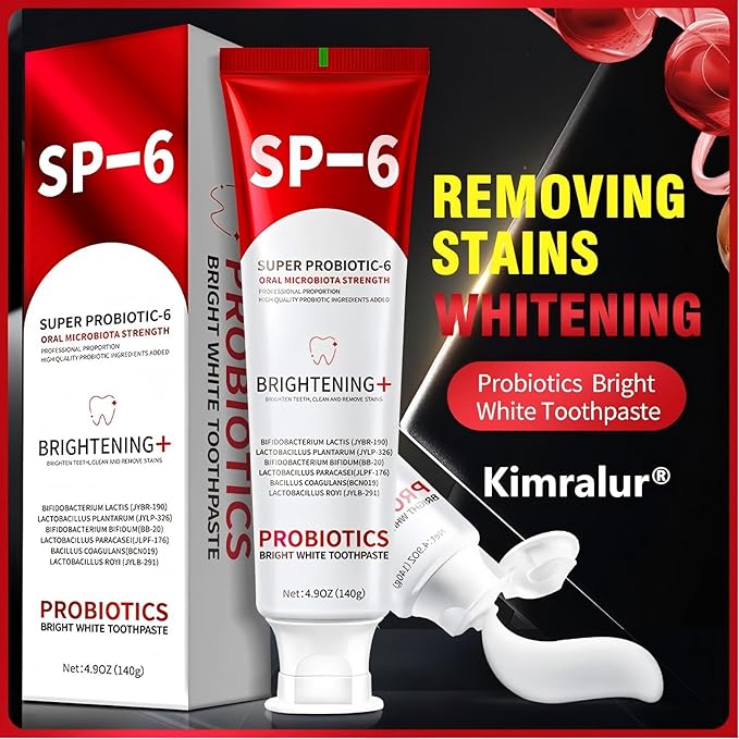 Sp-6 Probiotics Whitening Toothpaste, Sp-6 Ultra Whitening Toothpaste, Enhanced Formula with Enamel-Safe, Fluoride-Free, Fresh Breath Mint Flavor for Oral Health (2)