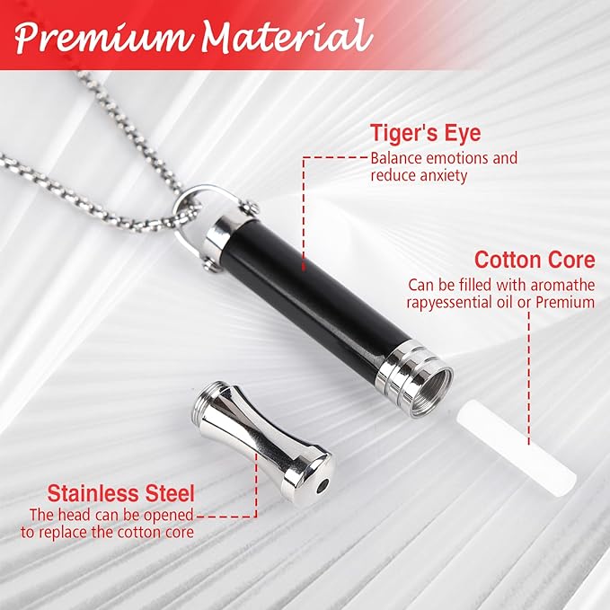 Breathe Free Necklace | Smoke-Free Breathing Aid with 7 Flavored Cartridges for Relaxation, Mindfulness, and Oral Comfort | Reusable Sensory Device for Calm and Focus