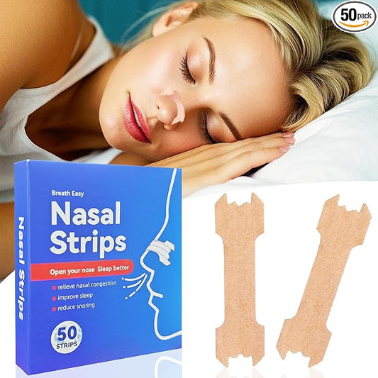 50Pcs Nasal Strips for Snoring, Nose Strips for Breathing, Snoring Aids for Men & Women, Helps Reduce Snoring & Improves Sleep
