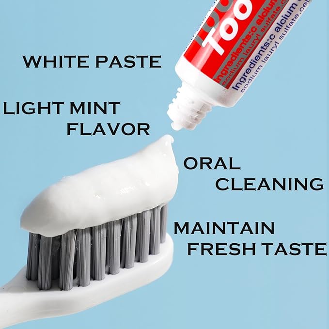 50 Tubes Bulk Travel Size Toothpaste,Extra Small 0.35oz Small Toothpastes Travel Size Bulk 0.8x3.5 inches Peppermint Mini Disposable Toothpaste for Hotel,Guests,Homeless,Charity