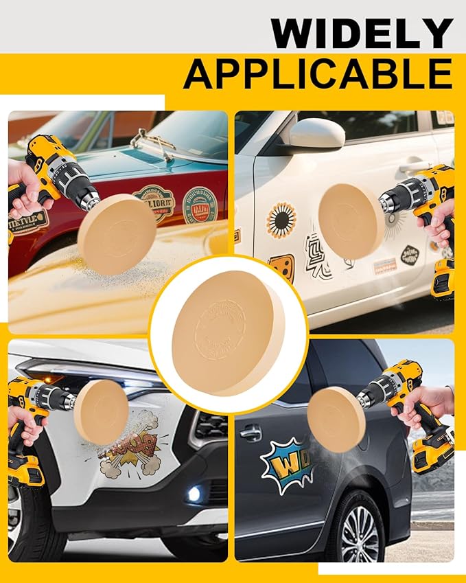 Solid Decal Remover Wheel, 4 inch Eraser Wheel for Drill for Adhesive Remover Tool, Pinstripe, Sticker, Vinyl Removal Tool Kit for Cars, RVs