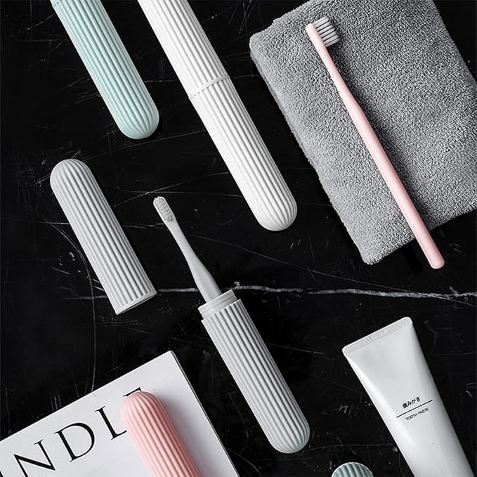 Portable Toothbrush Storage Case 4Pcs Set Plastic Toothbrush Holder Dustproof for Business Trips and Outdoor Use Random Color Random Color