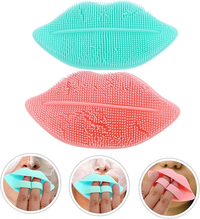 Happyyami 3pcs Silicone Face Scrubber Lip Scrub Exfoliating Facial Brush Facial Cleansing Tool Random Color