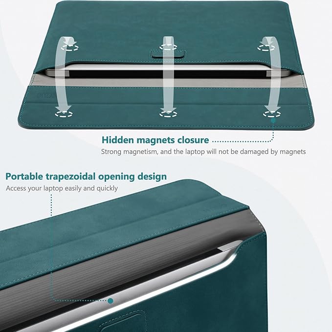 HYZUO 13.3-14 Inch Laptop Sleeve Case with Stand Feature for MacBook Pro 14 M5/M4/M3/M2/M1 2026-2021, MacBook Pro/Air 13.3, 13" 13.5" 13.8" Surface Laptop, HP Spectre X360 13/14, Dark Green