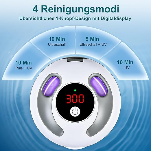 Ultrasonic Retainer Cleaner Machine, 45kHz 200ML Dental Cleaning Pod with 4 Wash Modes, Digital Timer for Denture Cleaner, Aligners, Mouth Guards, Braces, Jewelry & Toothbrush Heads (White)