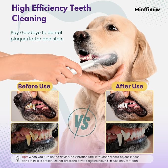 Dog Plaque and Tartar Remover - Electric Plaque Remover for Teeth with 5 Modes, LED Light, Safe Tooth Cleaner Dog Teeth Cleaning Kit Dental Care Tool for Pets