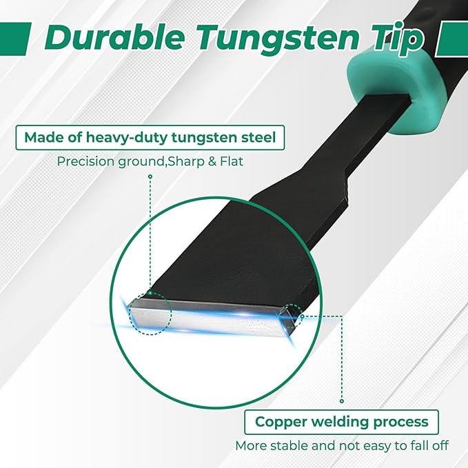 2PCS Carbide Scraper Set(1-1/4 inch & 5/8 inch),Super Gasket Scraper with Durable Tungsten Tip for Remove Gaskets, Carbon and More from Varied Surfaces